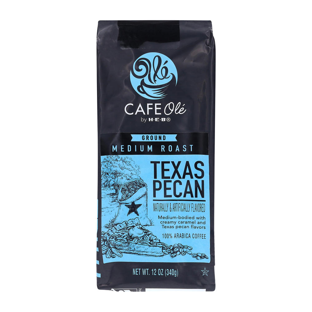 CAFE Olé by H-E-B Texas Pecan Medium Roast Ground Coffee, 12 oz