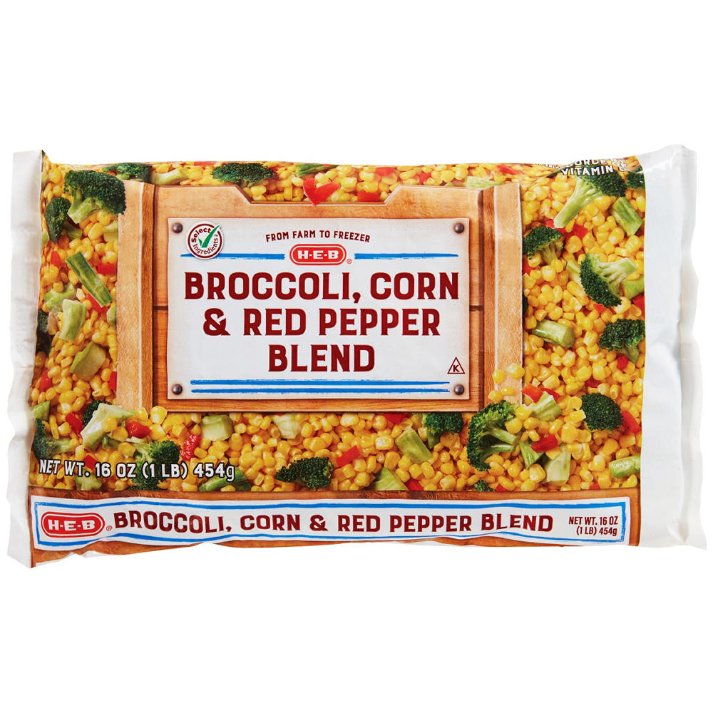 H-E-B Frozen Broccoli, Corn & Red Pepper Blend, 16 oz