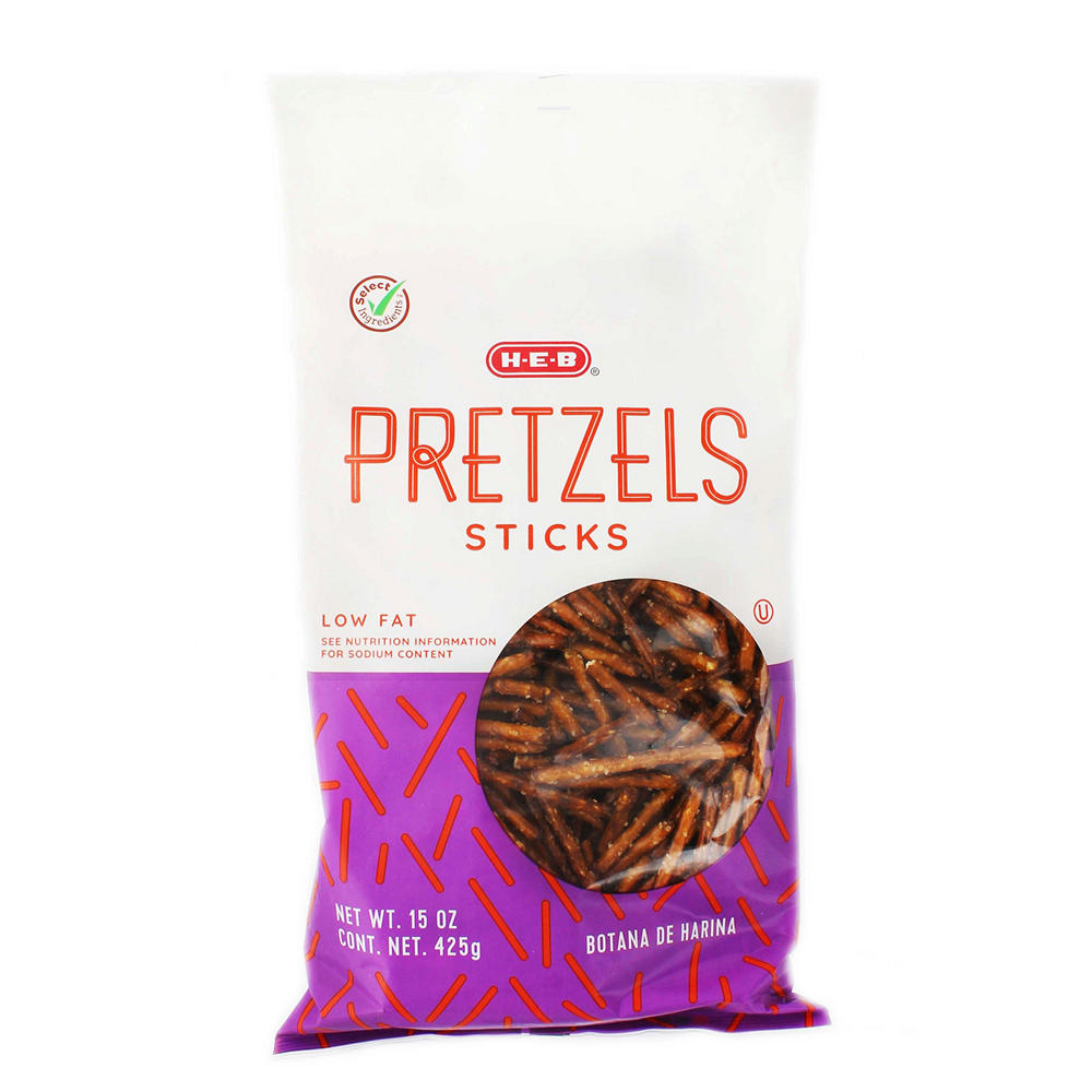 H-E-B Low Fat Pretzel Sticks, 15 oz
