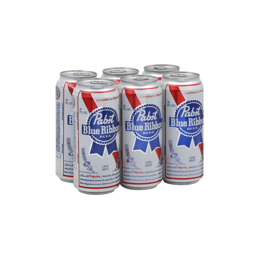 Pabst Blue Ribbon Beer 6 PK Cans, 16 oz