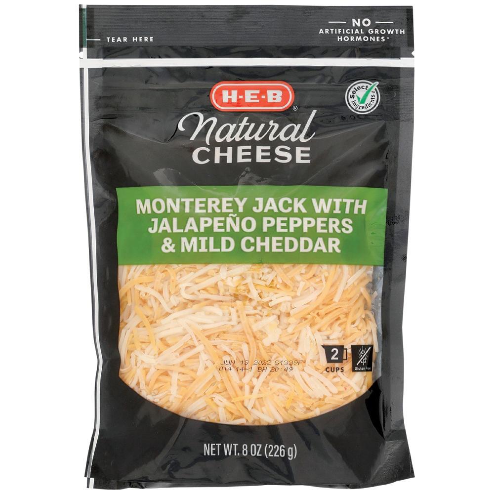 H-E-B Monterey Jack with Jalapenos & Mild Cheddar Shredded Cheese, 8 oz