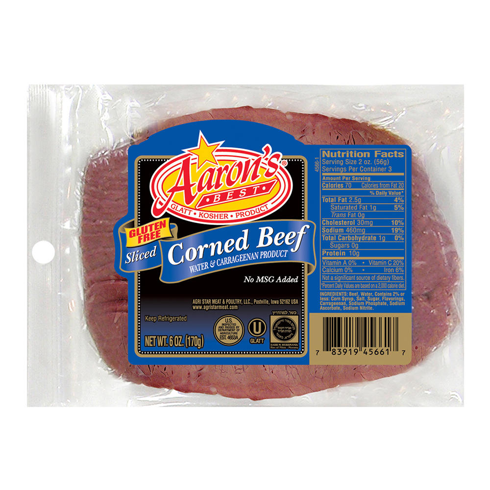 Aaron's Best Kosher Sliced Corned Beef, 6 oz