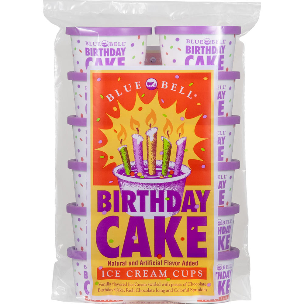 Blue Bell Birthday Cake Ice Cream Cups, 12 ct