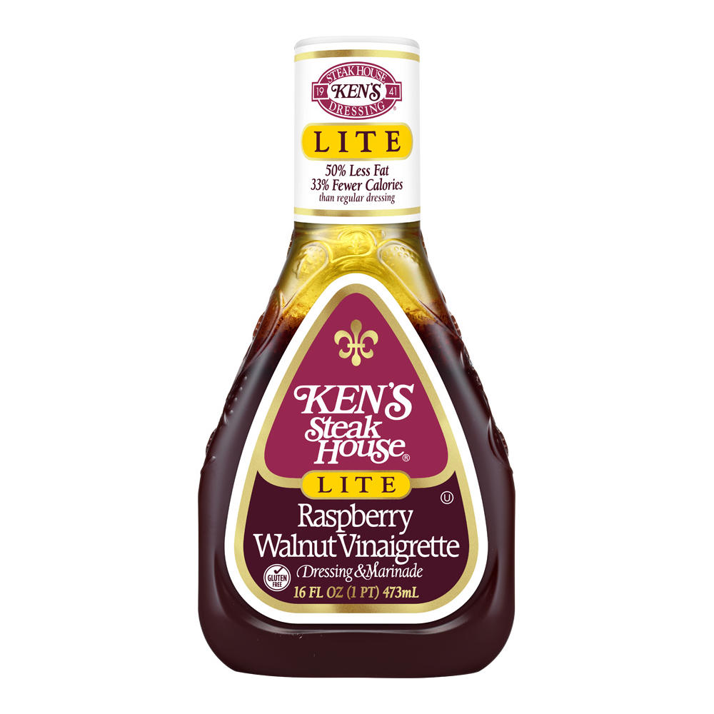Ken's Steak House Lite Raspberry Walnut Vinaigrette Dressing & Marinade, 16 oz