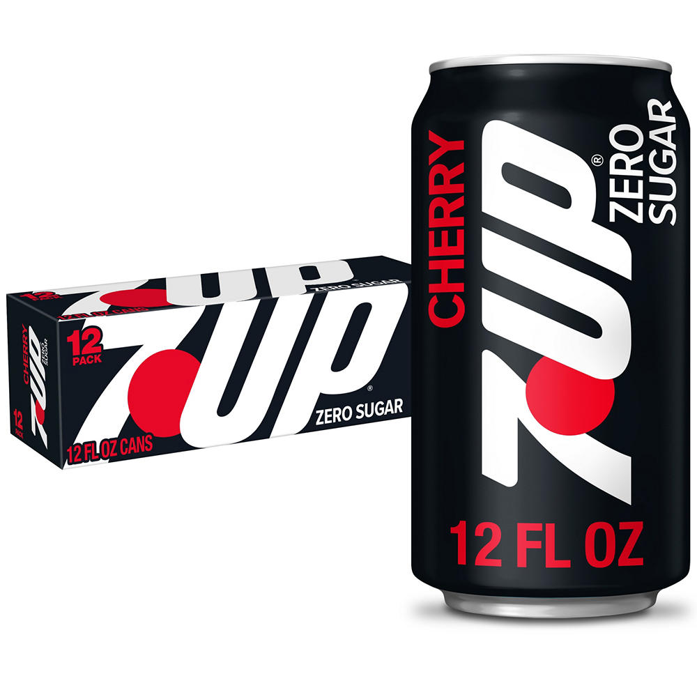 7UP Zero Sugar Cherry Flavored Caffeine Free Soda 12 pk Cans, 12 oz
