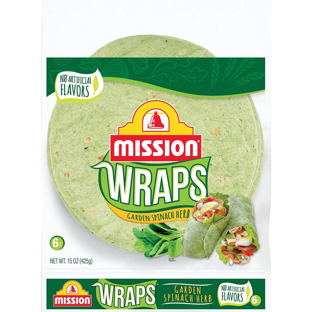 Mission Wraps - Garden Spinach Herb, 6 ct