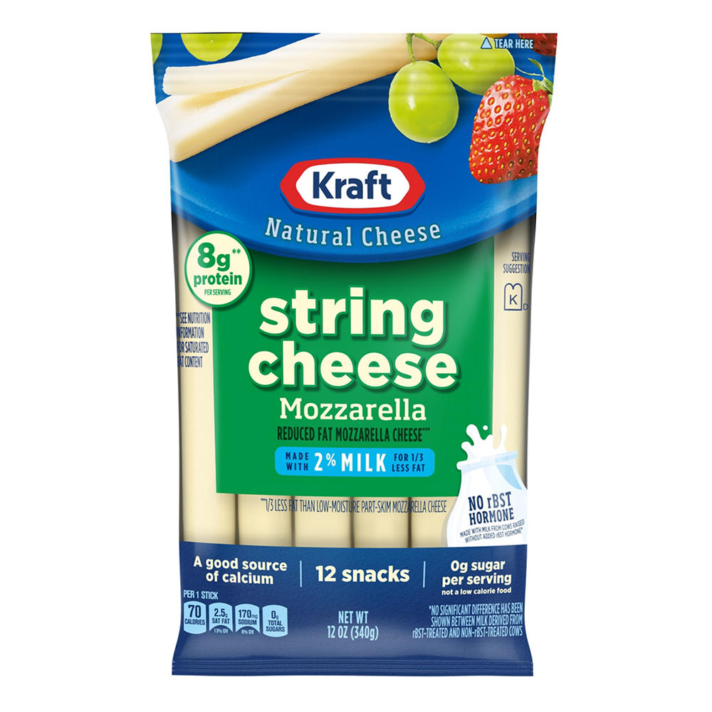Kraft Reduced Fat Mozzarella String Cheese, 12 ct, 12 oz