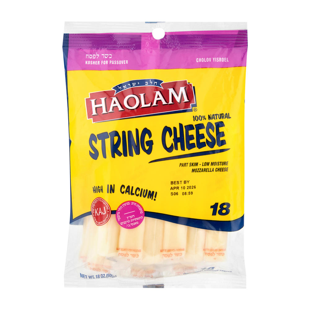 Haolam Kosher String Cheese, 18 ct