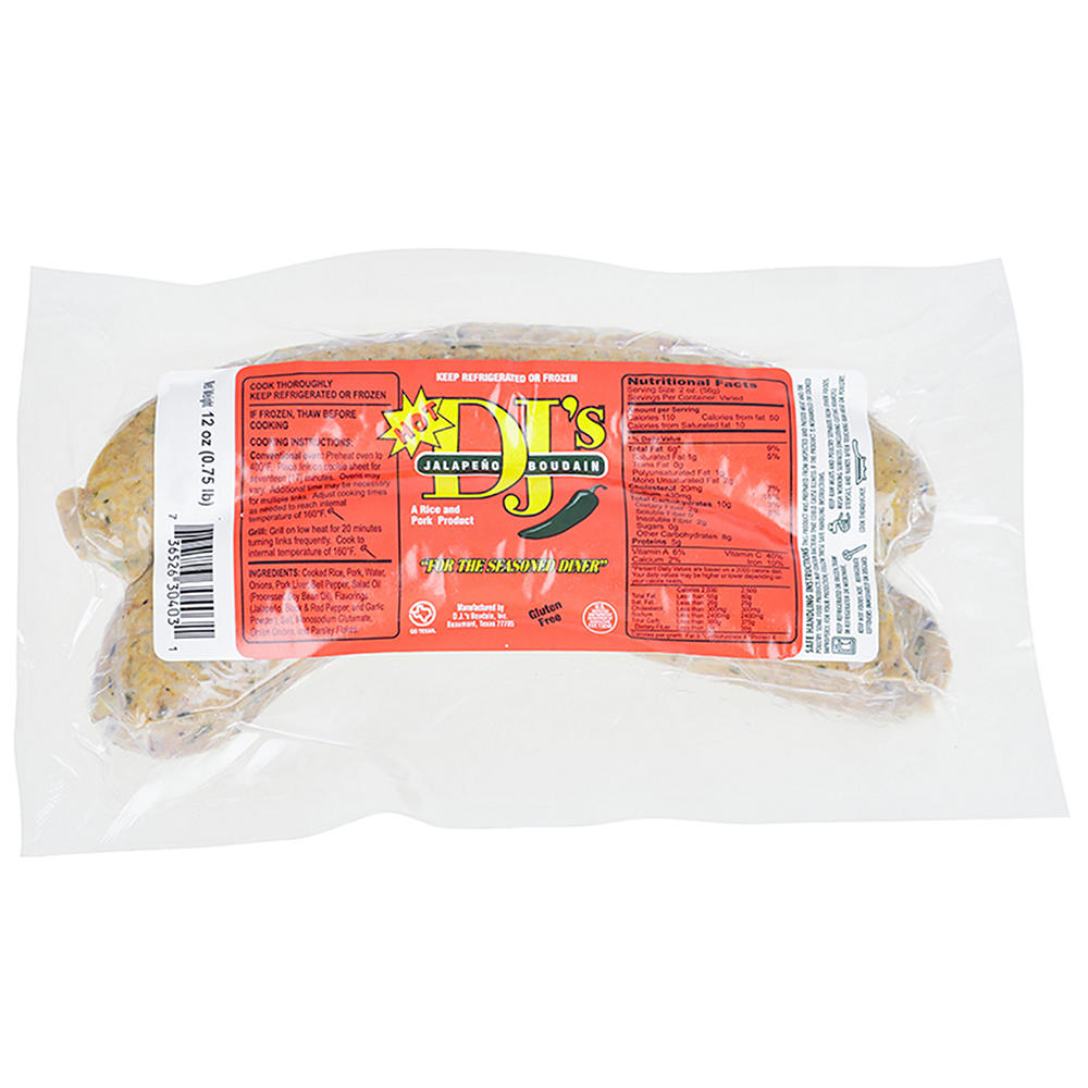 DJ's Hot Jalapeño Boudain, 12 oz
