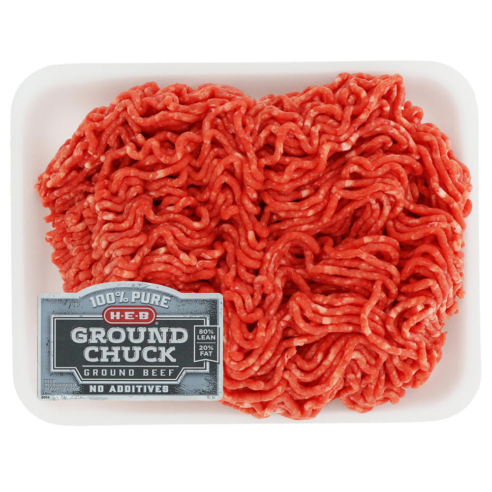 H-E-B 100% Pure Ground Beef Chuck, 80% Lean - Value Pack, Avg. 1.9 lbs