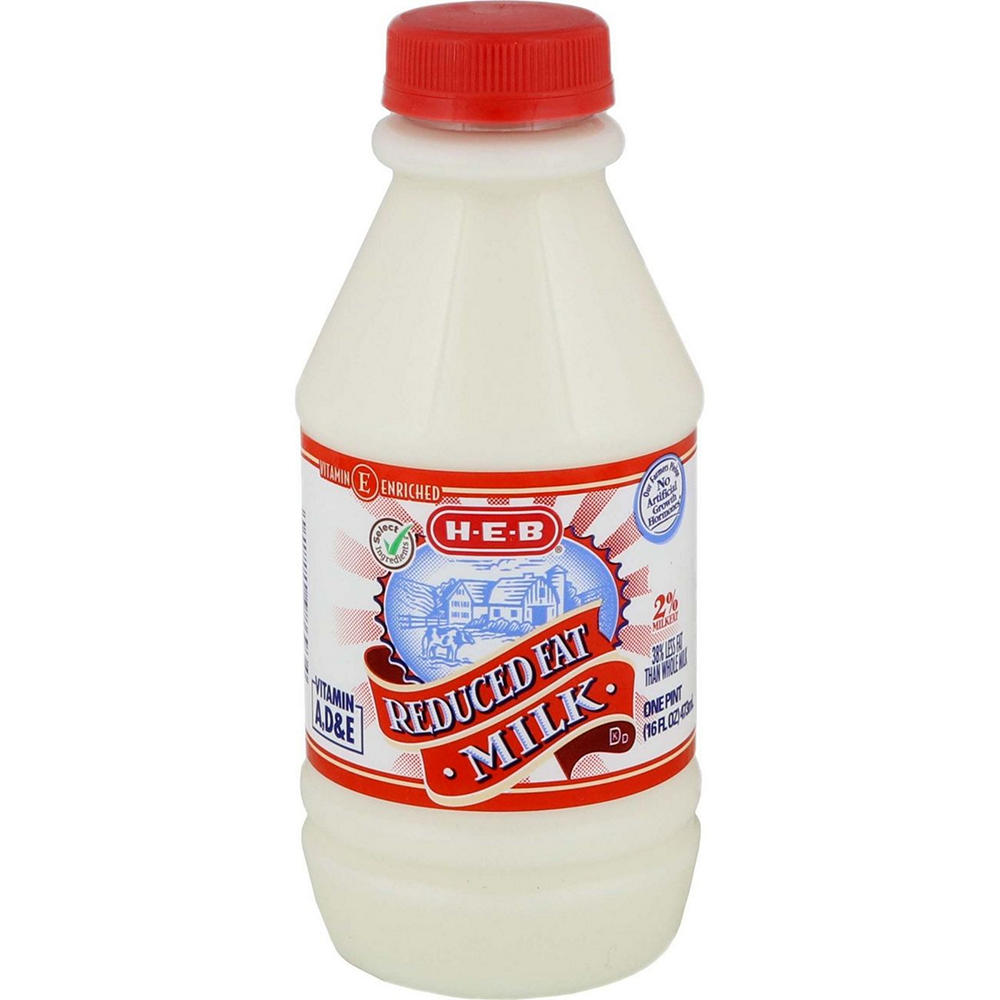 H-E-B Reduced Fat 2% Milk, 1 pt