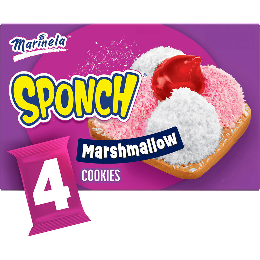 Marinela Sponch Marshmallow & Strawberry Coconut Cookies Snack Packs, 4 ct
