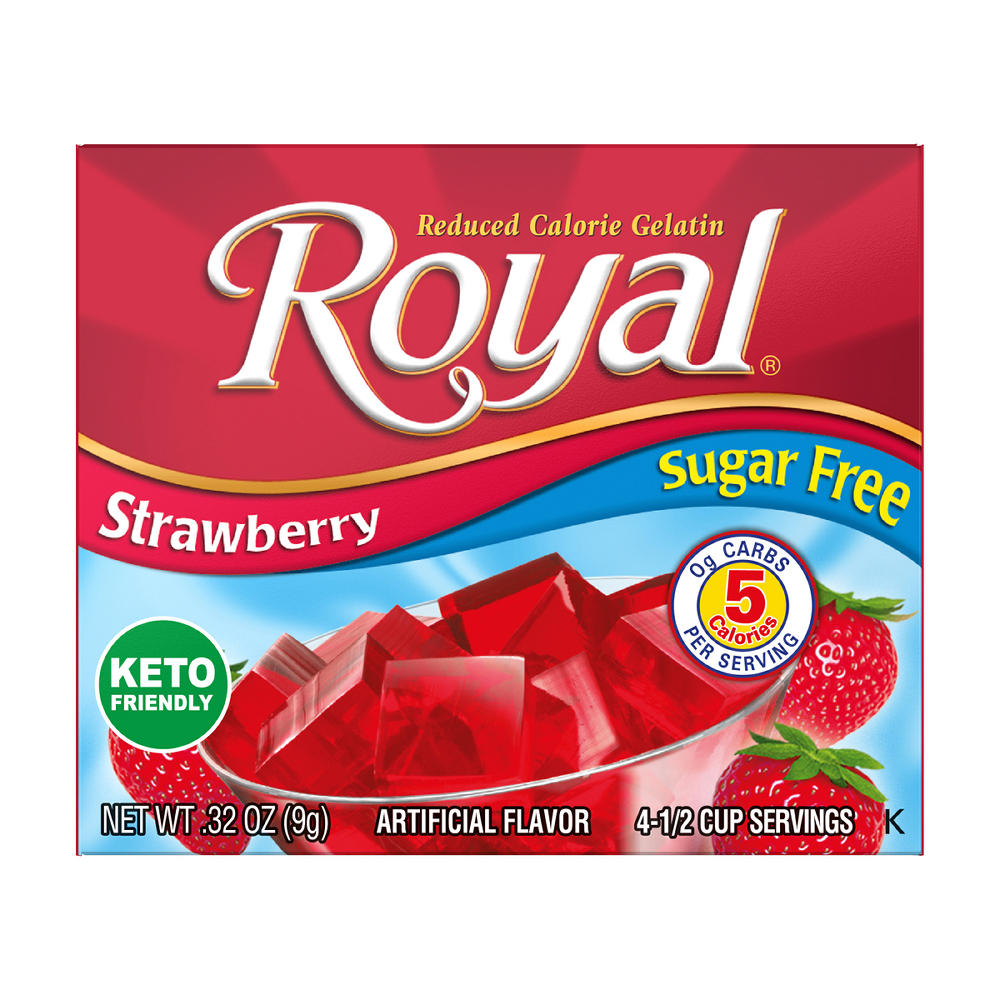 Royal Sugar Free Gelatin Mix - Strawberry, 0.32 oz