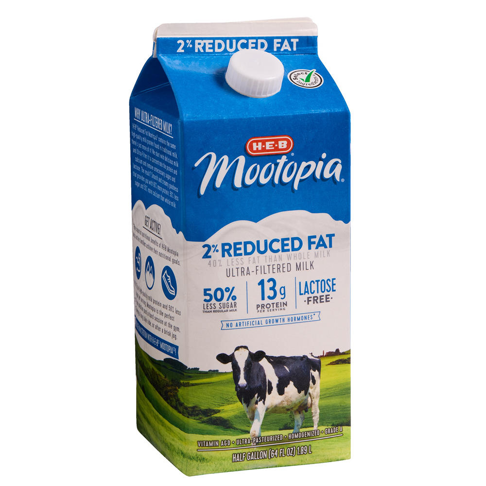 H-E-B Mootopia 13g Protein Lactose Free 2% Reduced Fat Milk, 1/2 gal