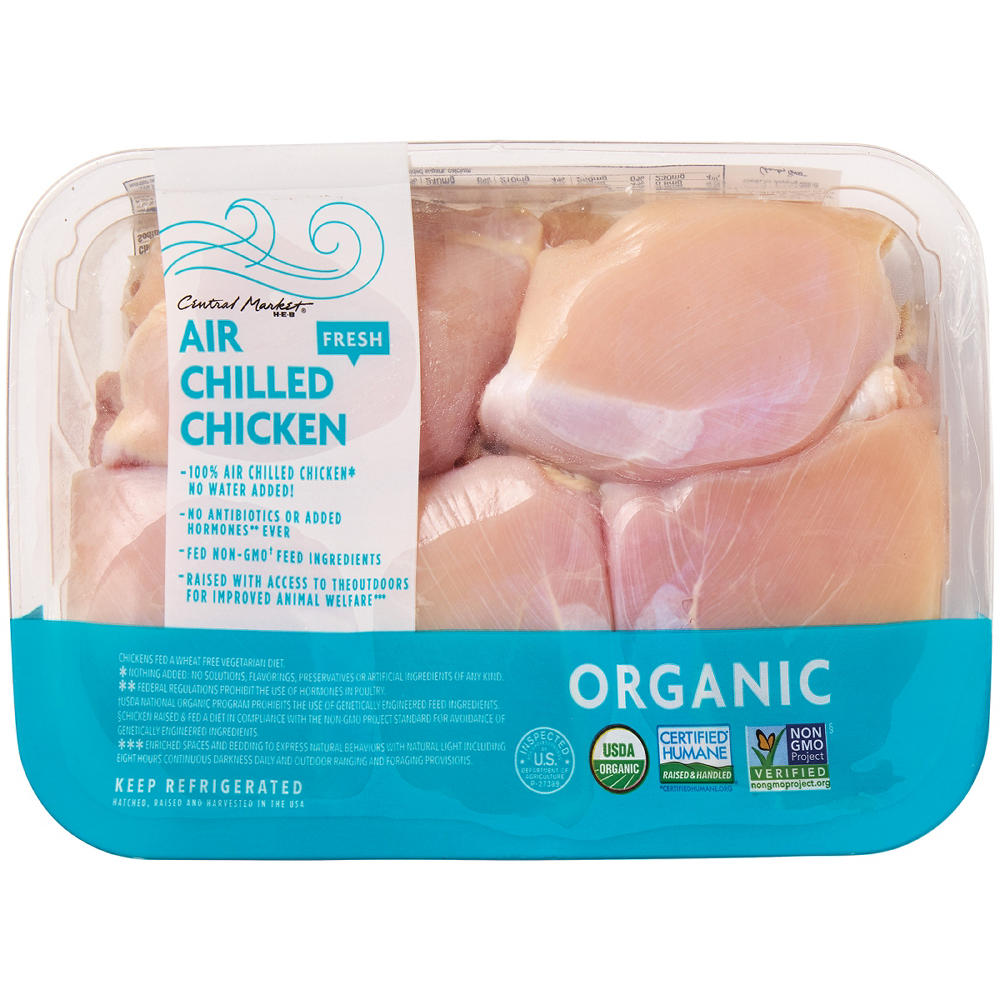 Central Market Organic Air-Chilled Boneless Skinless Chicken Thighs, Avg. 1.41 lbs
