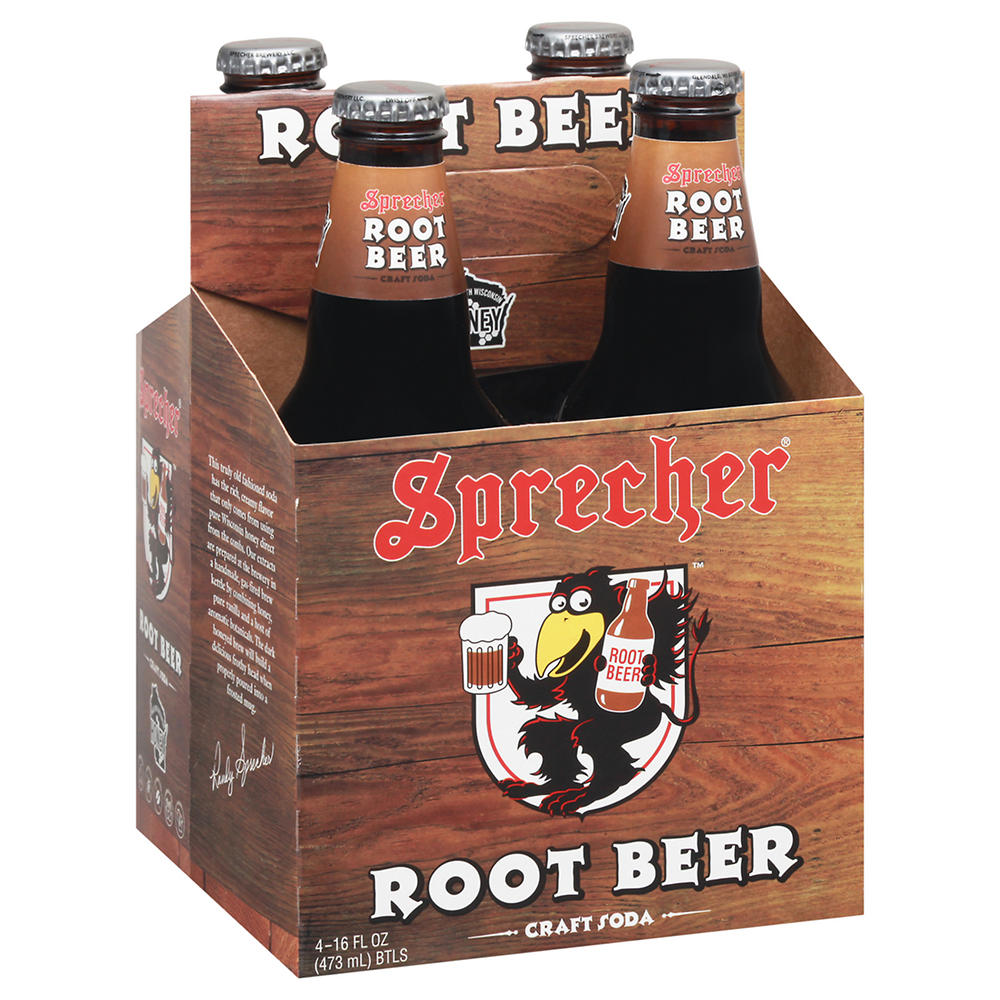Sprecher Brewery Root Beer Soda 16 oz Bottles, 4 pk