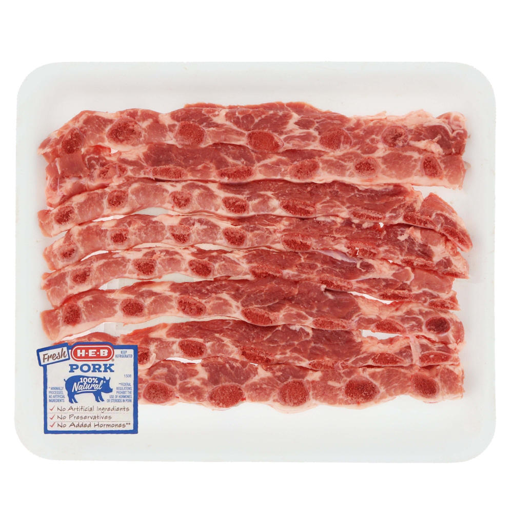 H-E-B Cross-Cut Pork Spareribs, Thin Cut - Value Pack, Avg. 3.0 lbs