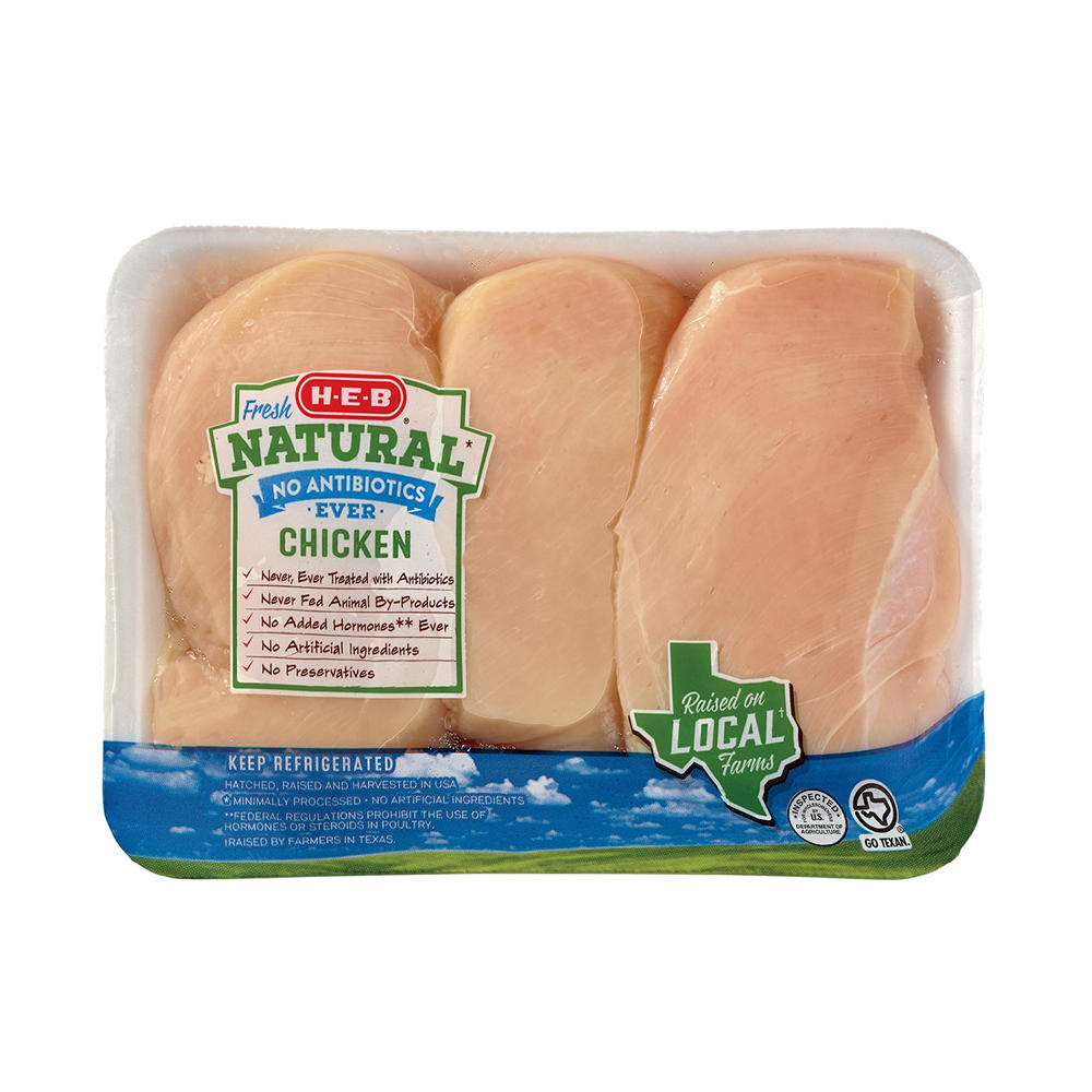 H-E-B Natural Boneless Chicken Breasts, Avg. 2.0 lbs