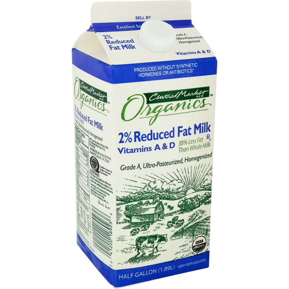 Central Market Organics 2% Reduced Fat Milk, 1/2 gal