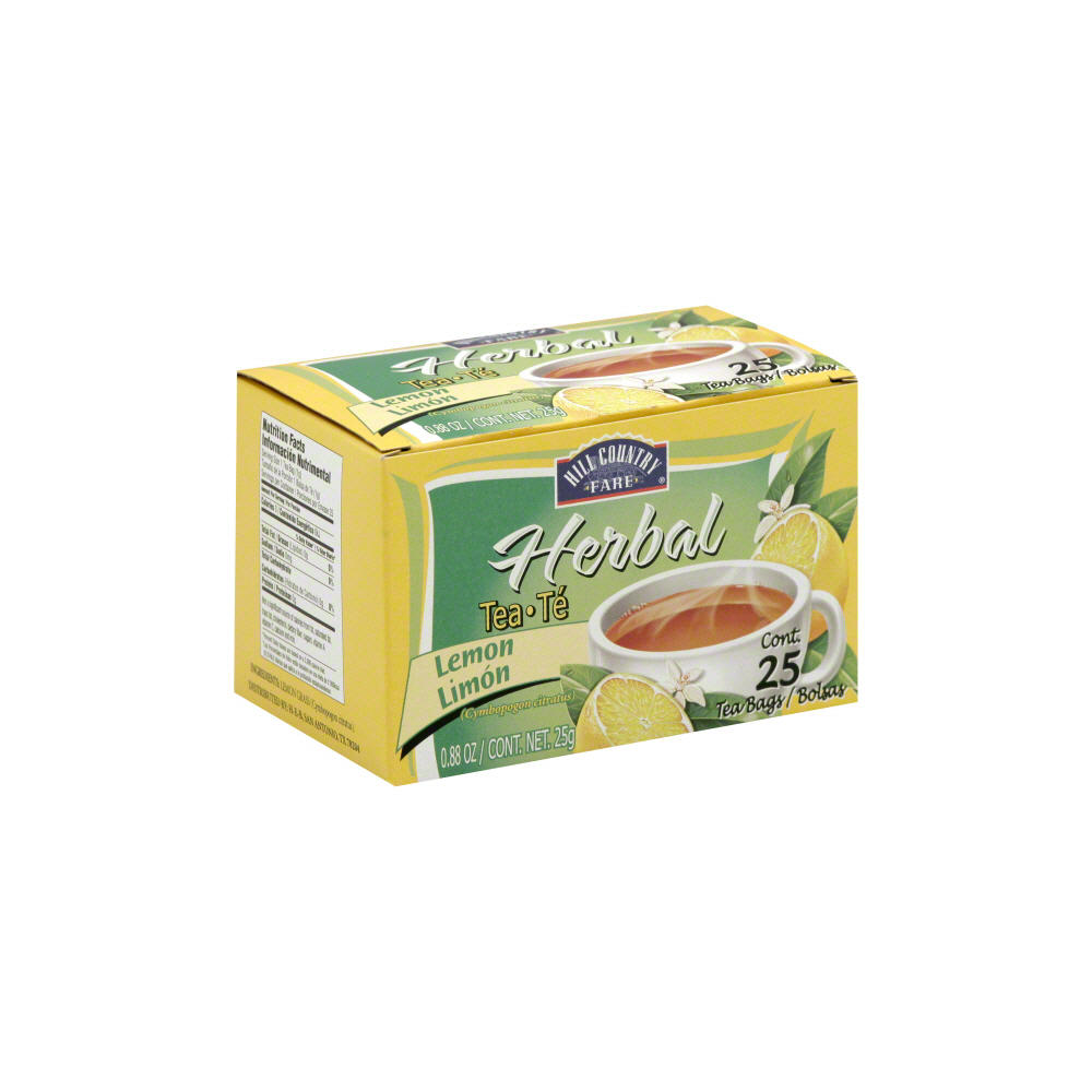 Hill Country Fare Lemon Herbal Tea Bags, 25 ct