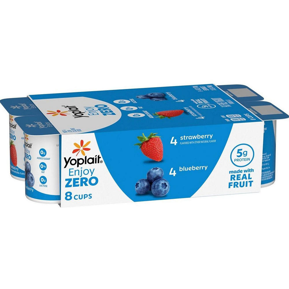 Yoplait Enjoy Zero Fat Free Yogurt Variety Pack - Blueberry & Strawberries, 8 ct