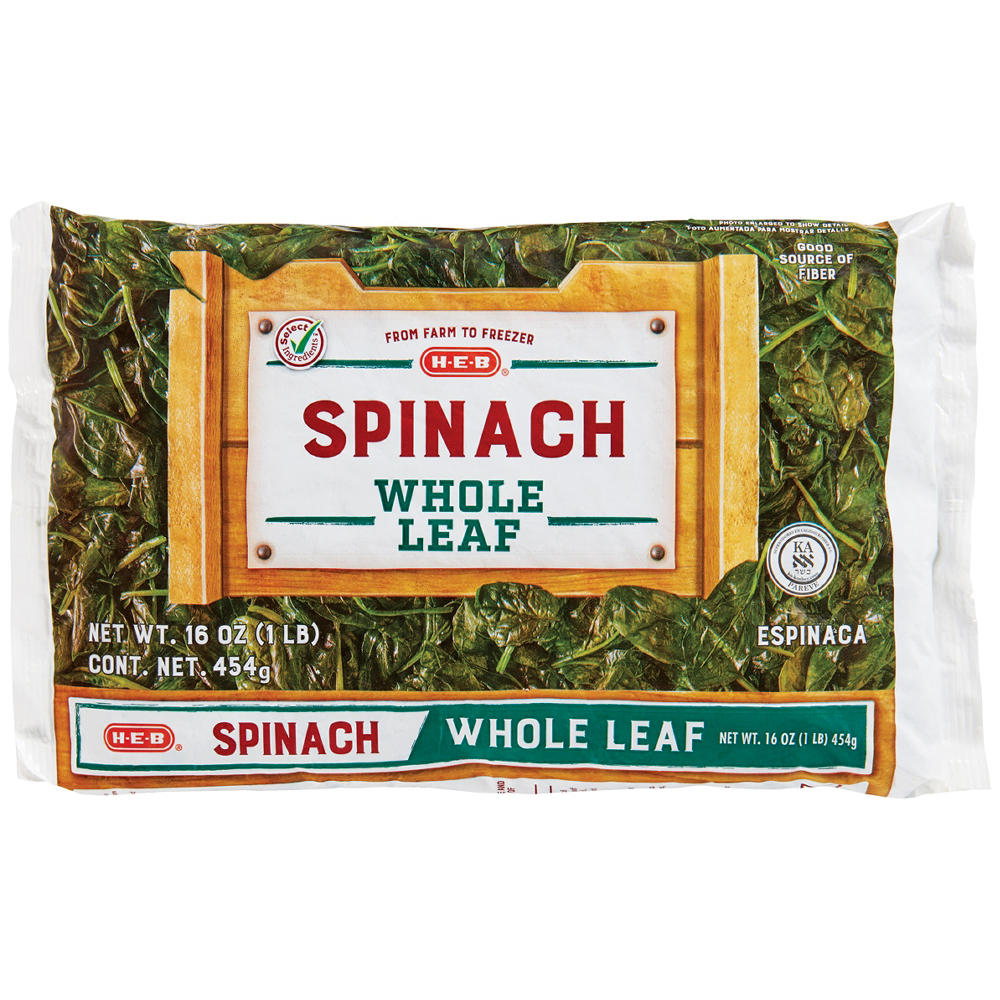 H-E-B Frozen Whole Leaf Spinach, 16 oz