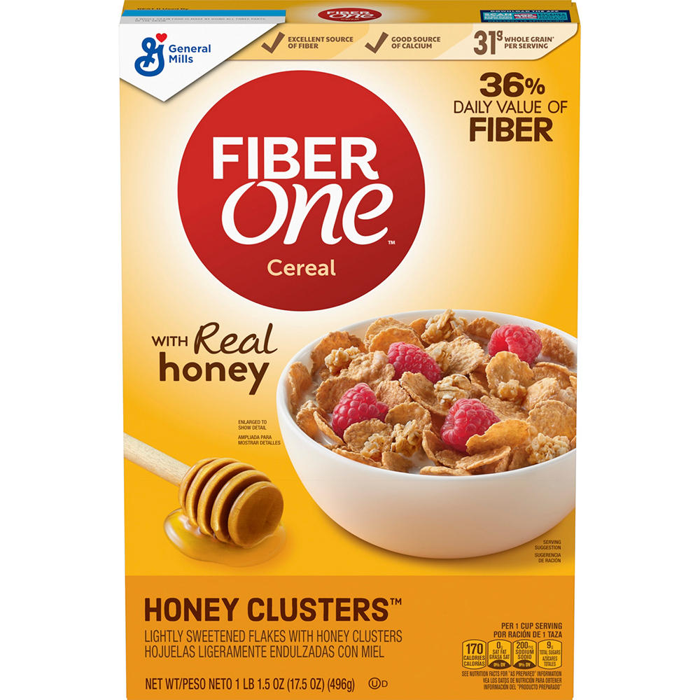 General Mills Fiber One Honey Clusters, 17.5 oz