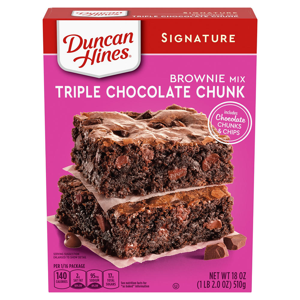 Duncan Hines Signature Triple Chocolate Chunk Brownie Mix, 18 oz
