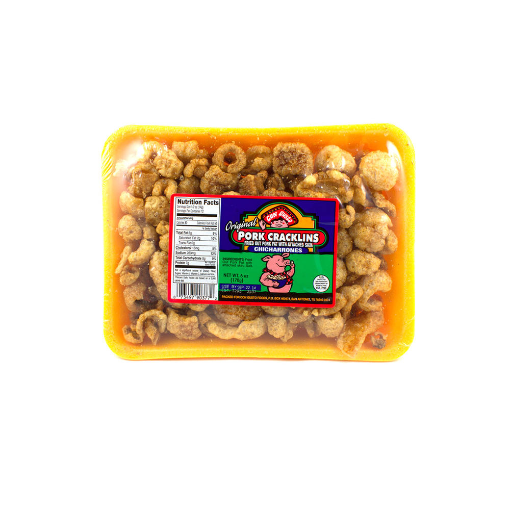Con Gusto Original Pork Cracklins Tray, 6 oz