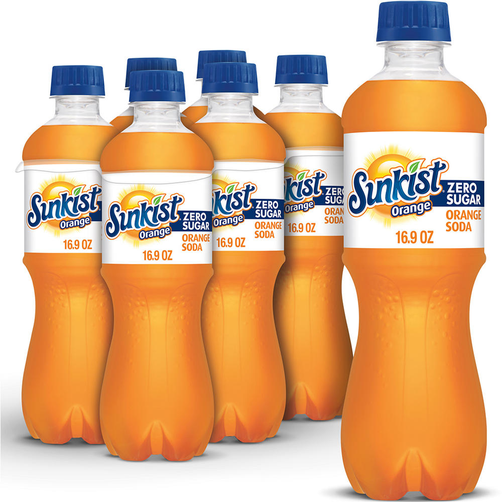 Sunkist Zero Sugar Orange Soda 6 pk Bottles, .5 L