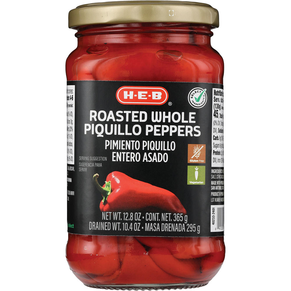 H-E-B Roasted Whole Piquillo Peppers, 12 oz