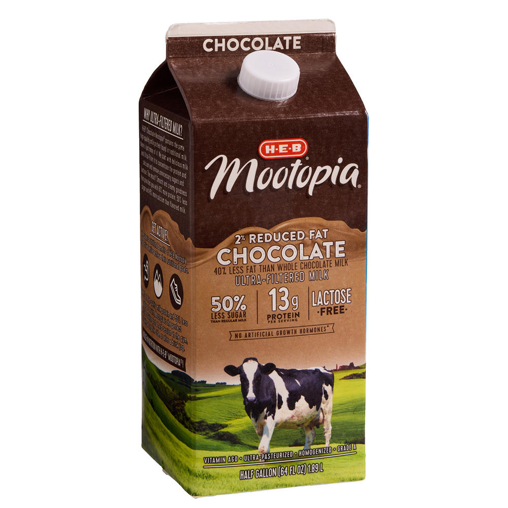 H-E-B Mootopia 13g Protein Lactose Free 2% Reduced Fat Chocolate Milk, 1/2 gal