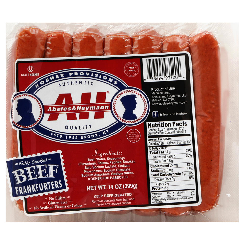 Abeles & Heymann Kosher Beef Frankfurters, 16 oz