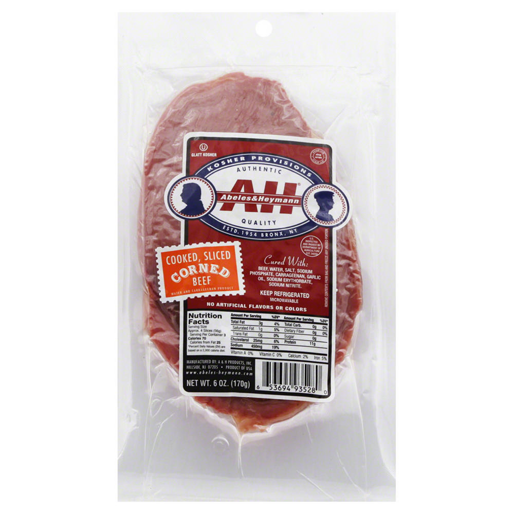 Abeles & Heymann Cooked Sliced Corned Beef, 6 oz