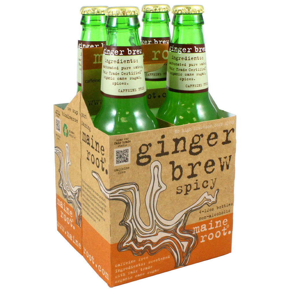 Maine Root Organic Ginger Brew Spicy 12 oz Bottles, 4 pk