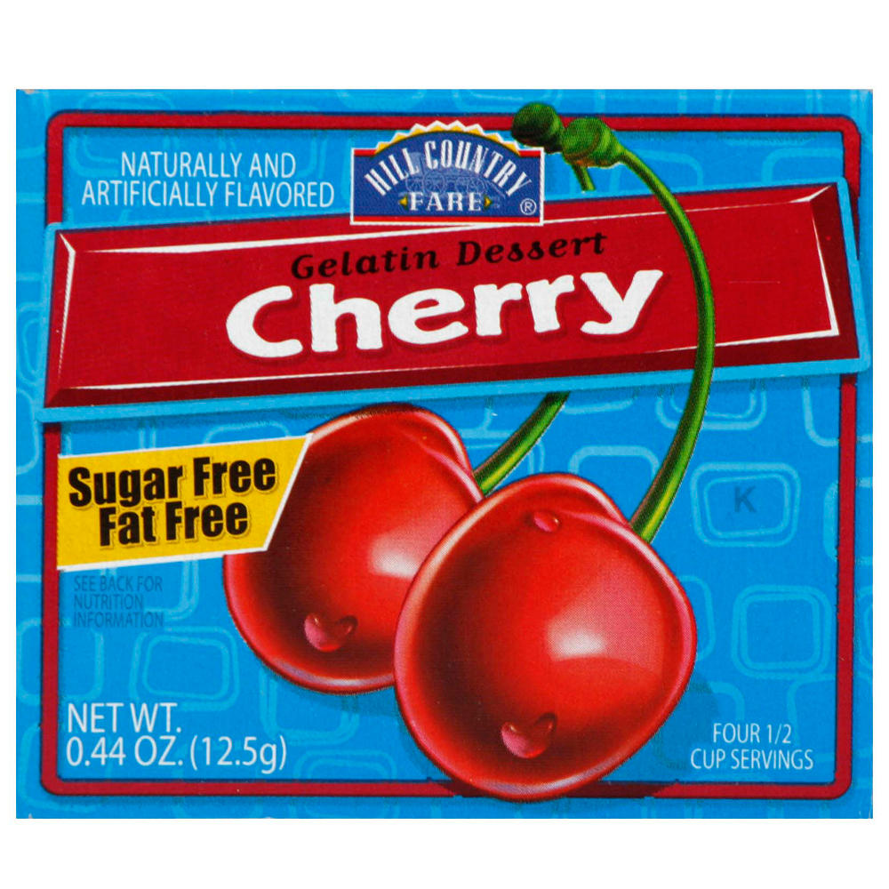 Hill Country Fare Sugar Free Cherry Gelatin Dessert Mix, 0.44 oz