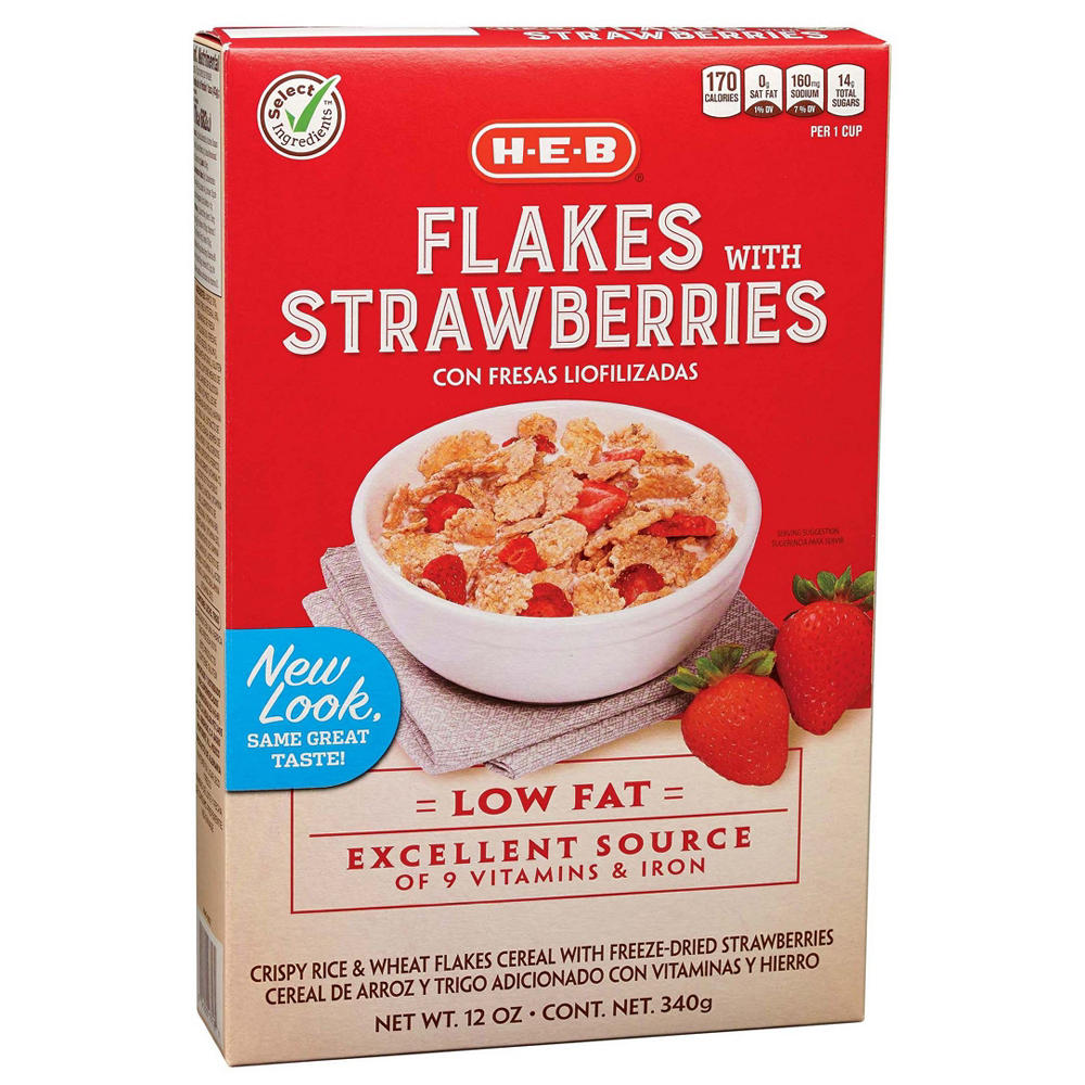H-E-B Flakes & Strawberries Cereal, 12 oz