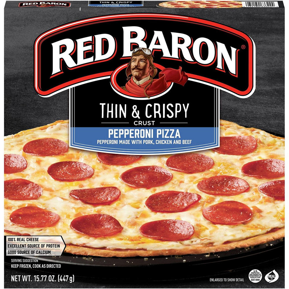 Red Baron Pepperoni Thin Crust Frozen Pizza, 15.78 oz
