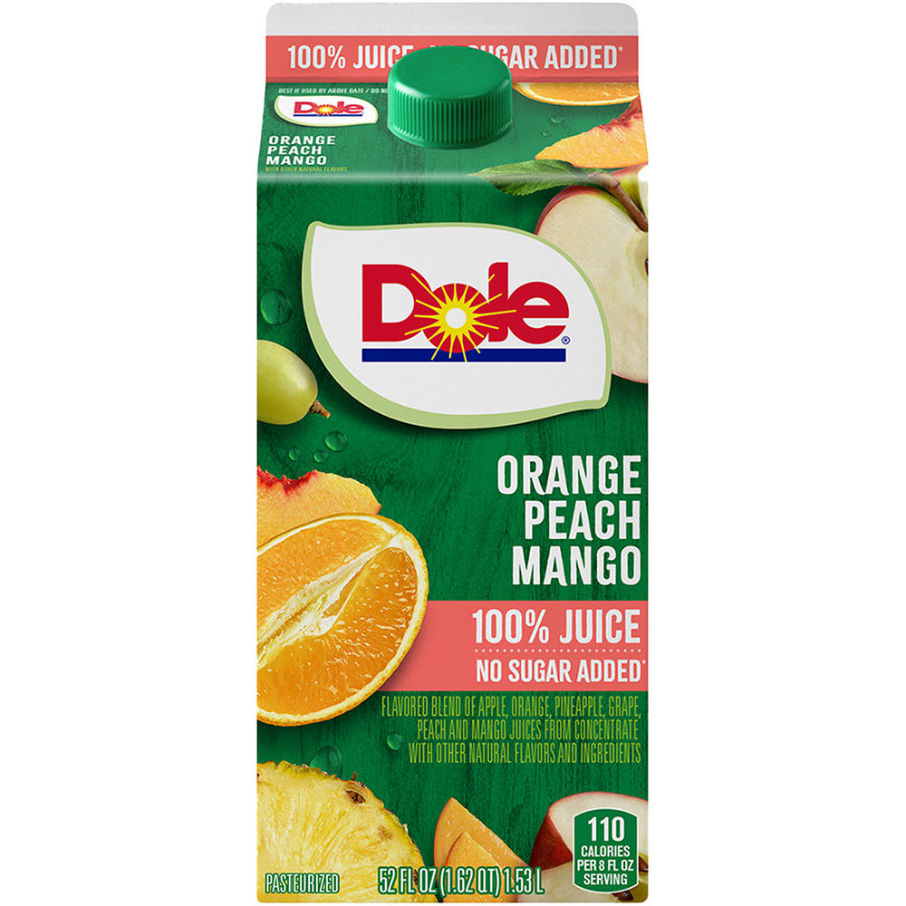 Dole 100% Orange Peach Mango Juice, 52 oz