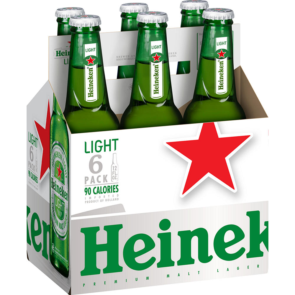 Heineken Light Lager Beer 6 pk Bottles, 12 oz