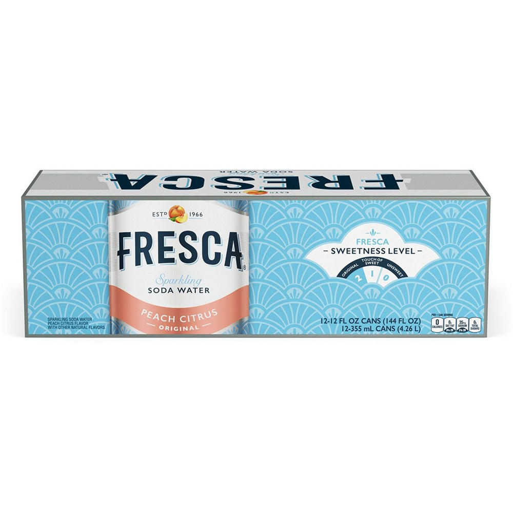 Fresca Peach Citrus Flavored Sparkling Soda 12 pk Cans, 12 oz