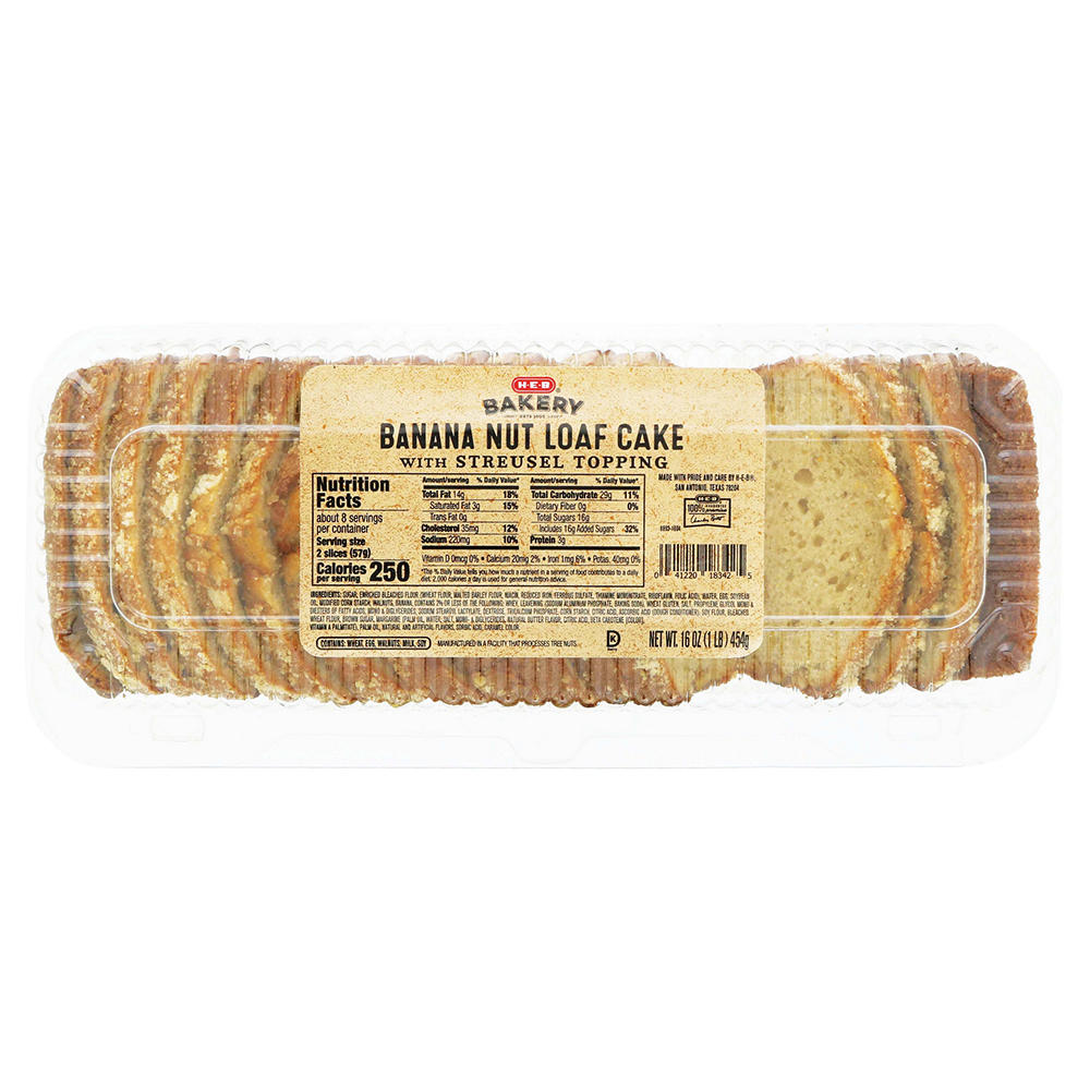H-E-B Bakery Banana Nut Loaf Cake, 16 oz