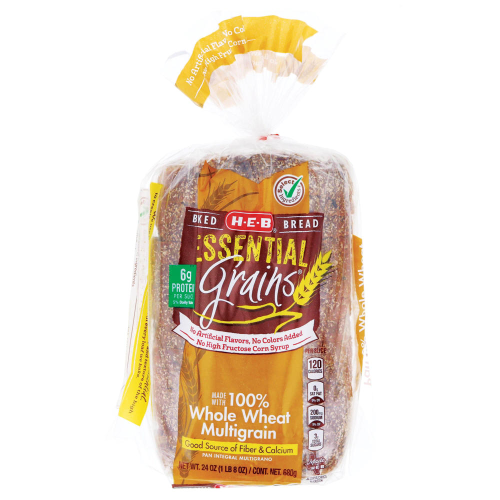 H-E-B Essential Grains 100% Whole Wheat Multigrain Sliced Bread, 24 oz