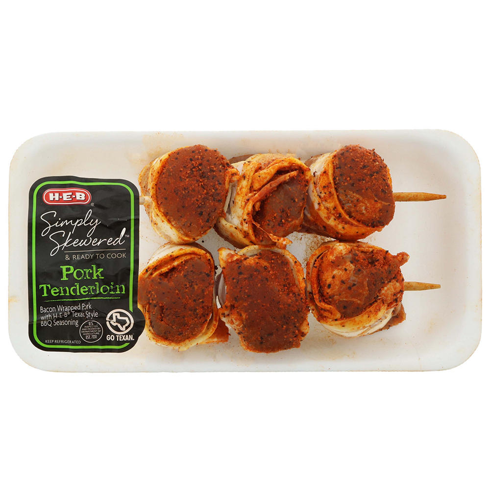 H-E-B BBQ Seasoned Bacon-Wrapped Pork Tenderloin Skewers, Avg. 1.455 lbs