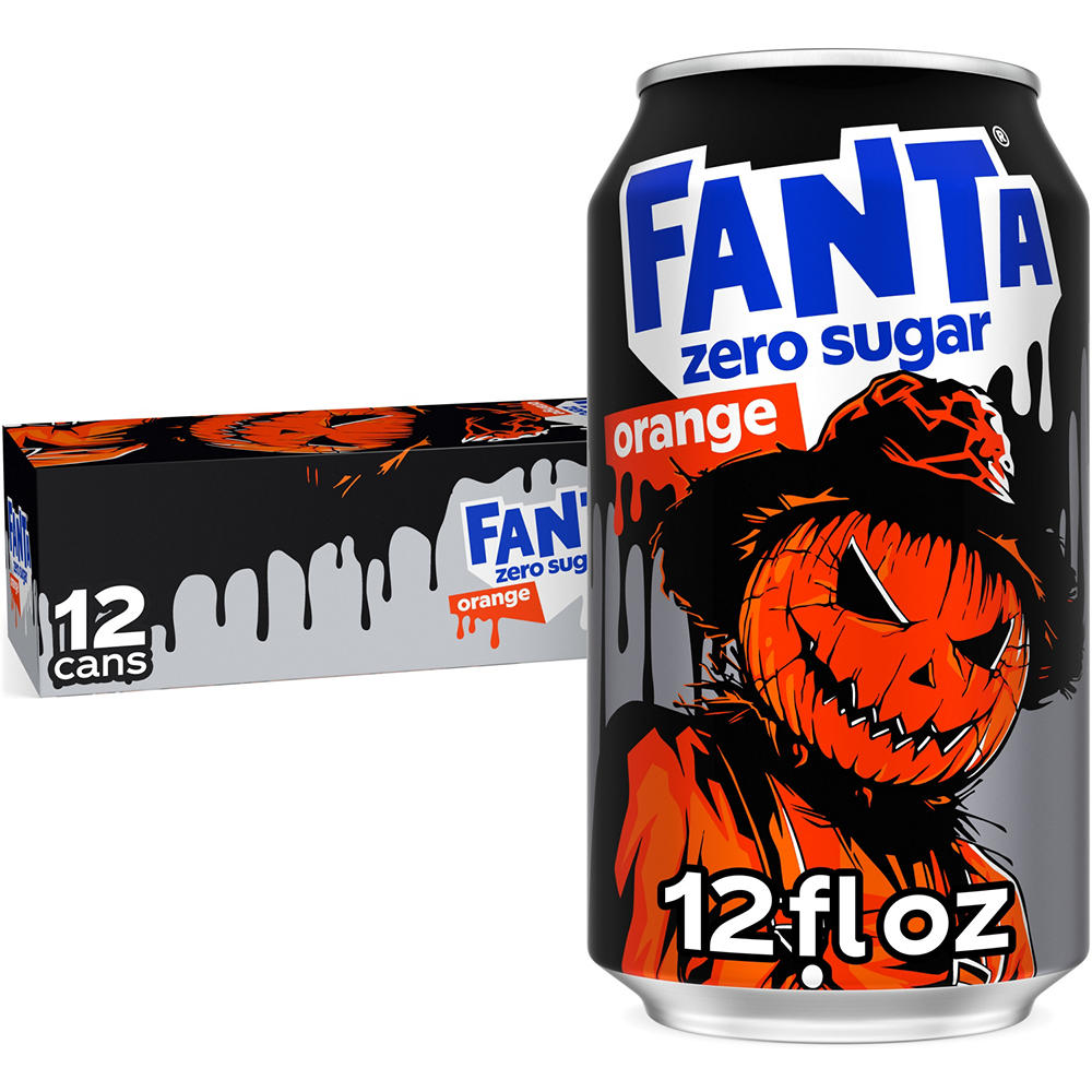 Fanta Zero Sugar Orange Soda Soft Drink Fridge Pack 12 pk Cans, 12 oz