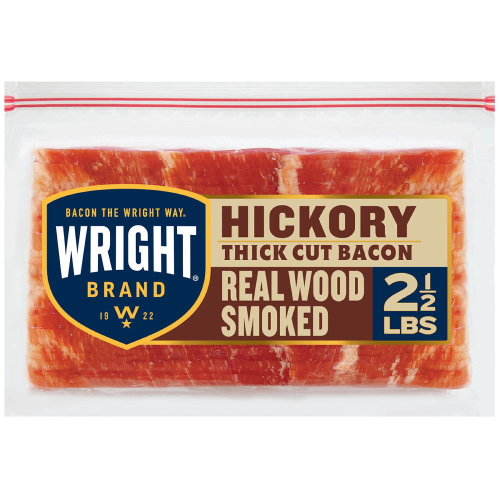 Wright Brand Hickory Real Wood Smoked Thick Cut Bacon, 40 oz