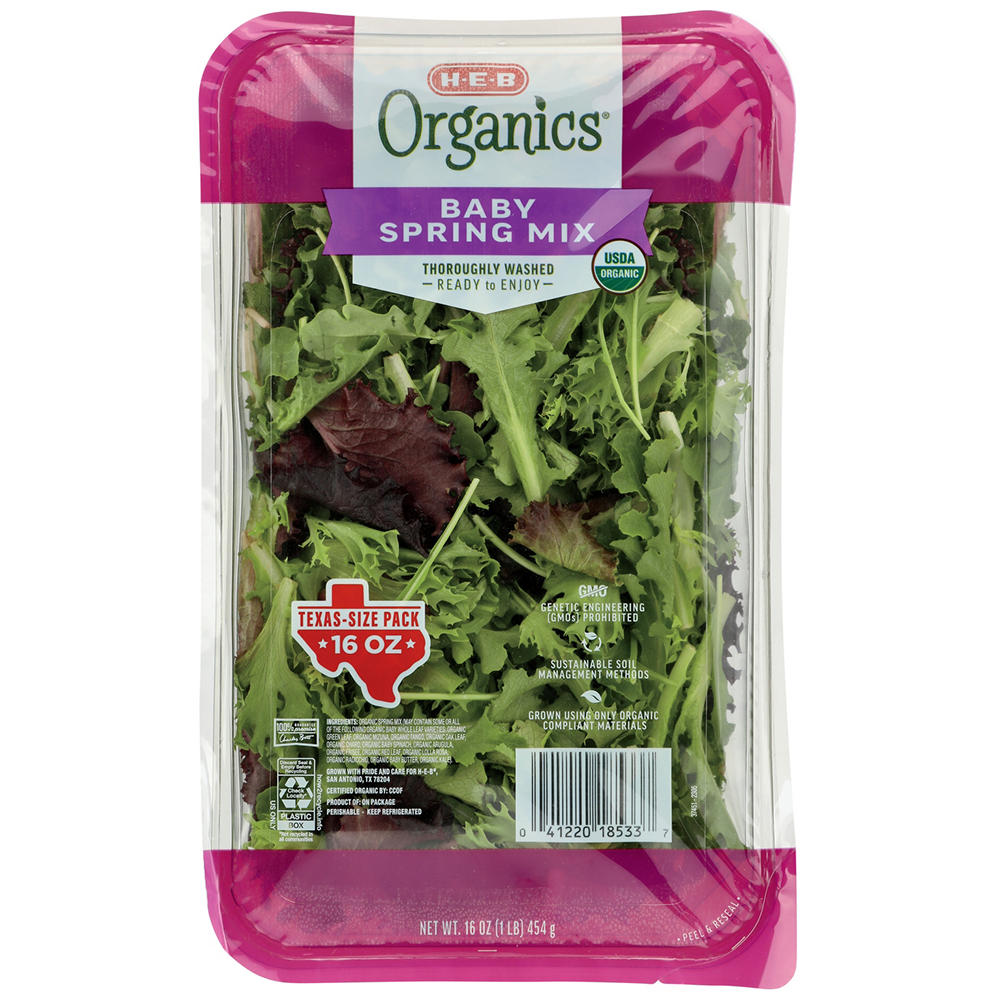 H-E-B Organics Fresh Baby Spring Mix Lettuce - Texas-Size Pack, 16 oz