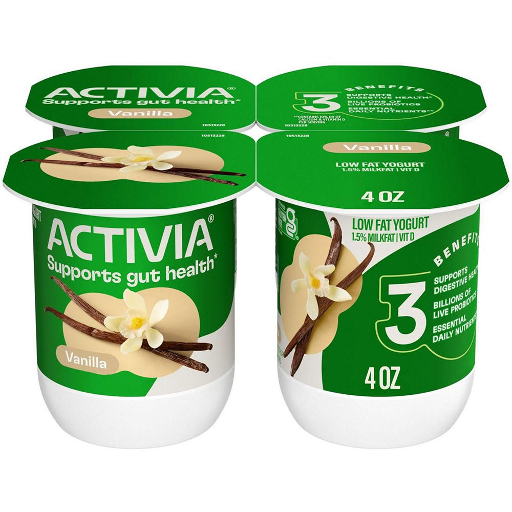 Activia Low Fat Probiotic Vanilla Yogurt, 4 pk