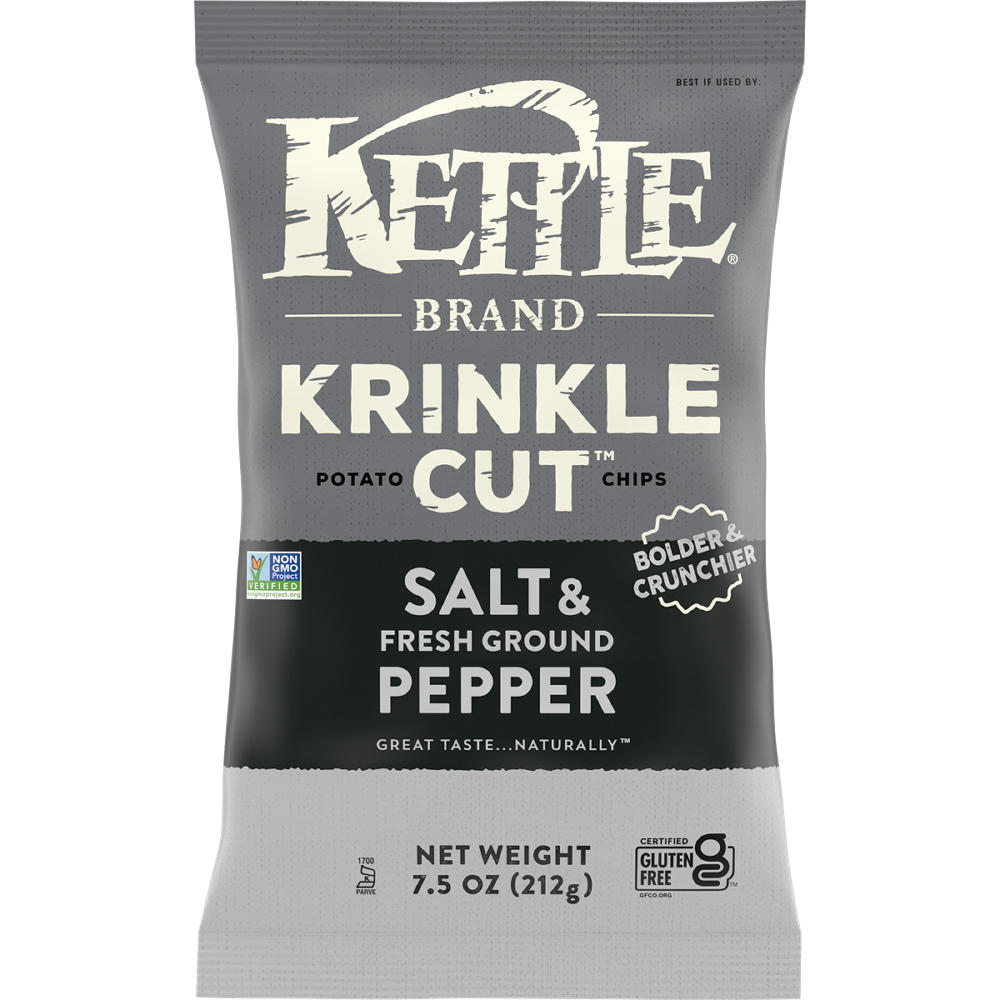 Kettle Brand Krinkle Cut Salt & Fresh Ground Pepper Kettle Potato Chips, 7.5 oz