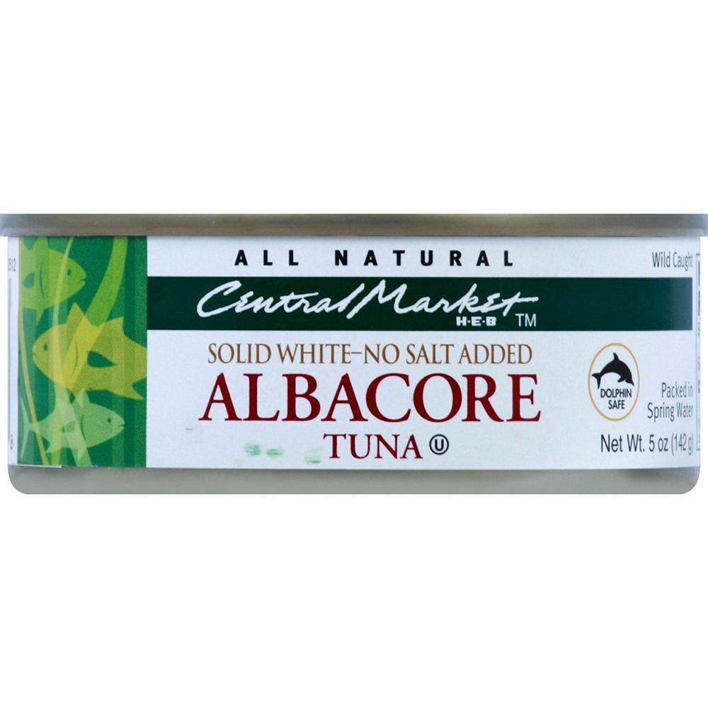 Central Market No Salt Added Solid White Albacore Tuna, 5 oz